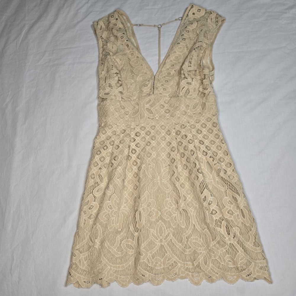 Free People Dress One Million Lovers Lace Mini Dress Size 4 Side Zip Sleeveless - Picture 12 of 12